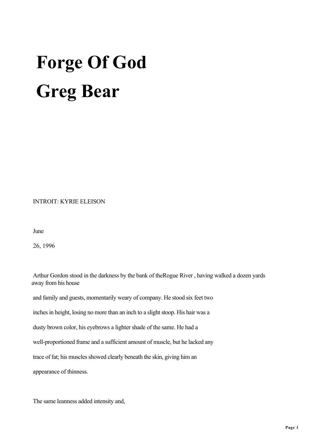Forge Of God by Bear
