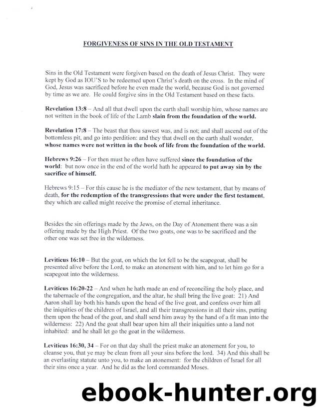 Forgiveness of Sin in the Old Testament by Unknown