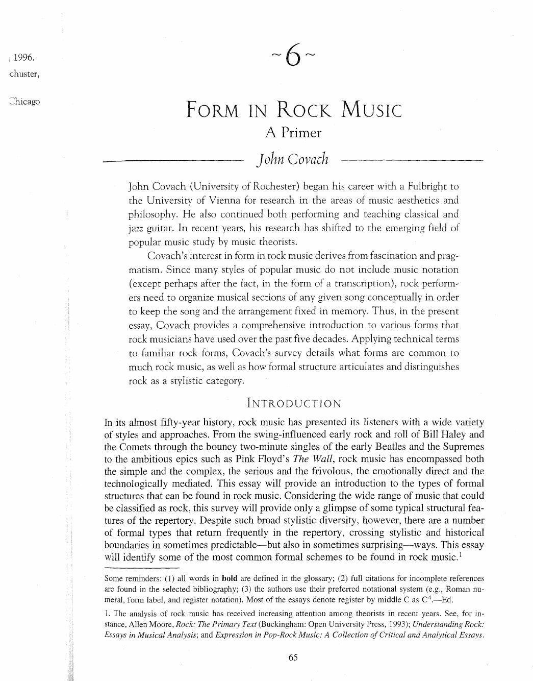 Form In Rock Music by Covach John