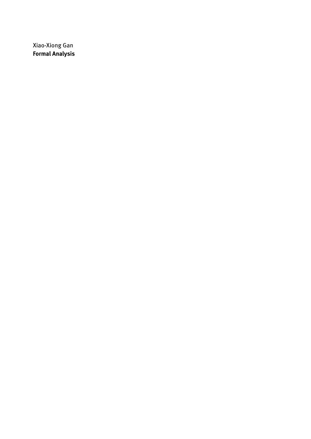 Formal Analysis: An Introduction by Xiao-Xiong Gan