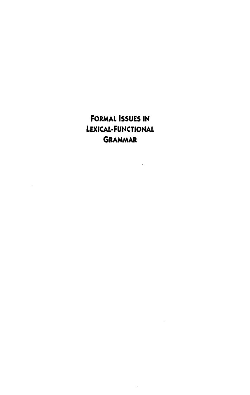 Formal Issues in Lexical-Functional Grammar by John Maxwell III