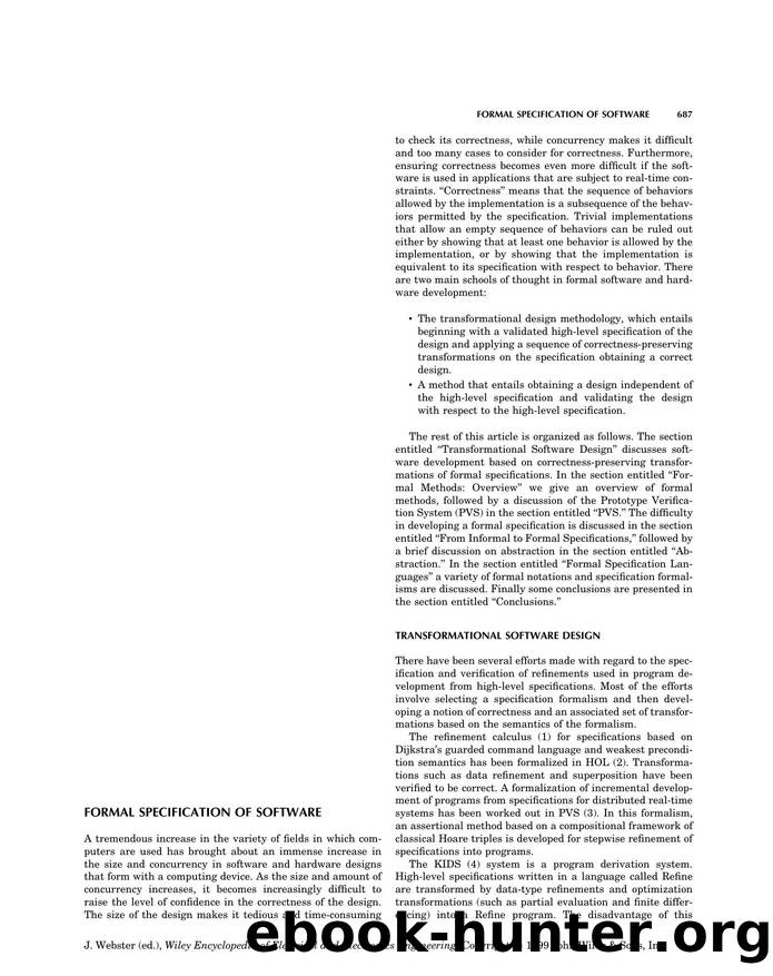 Formal Specification of Software". In: Wiley Encyclopedia of Electrical and Electronics Engineering by Unknown