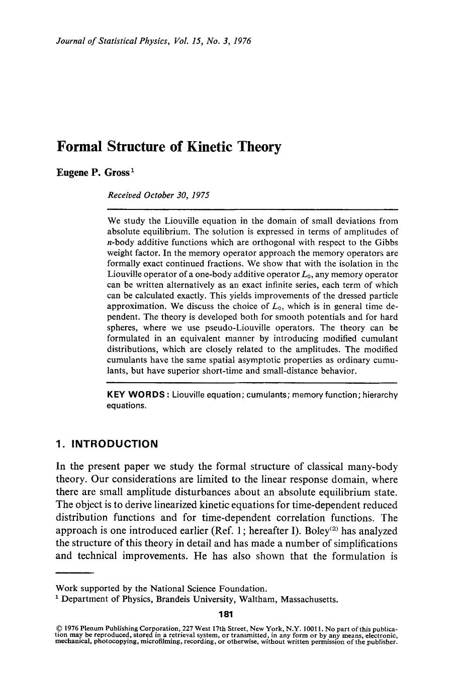 Formal structure of kinetic theory by Unknown