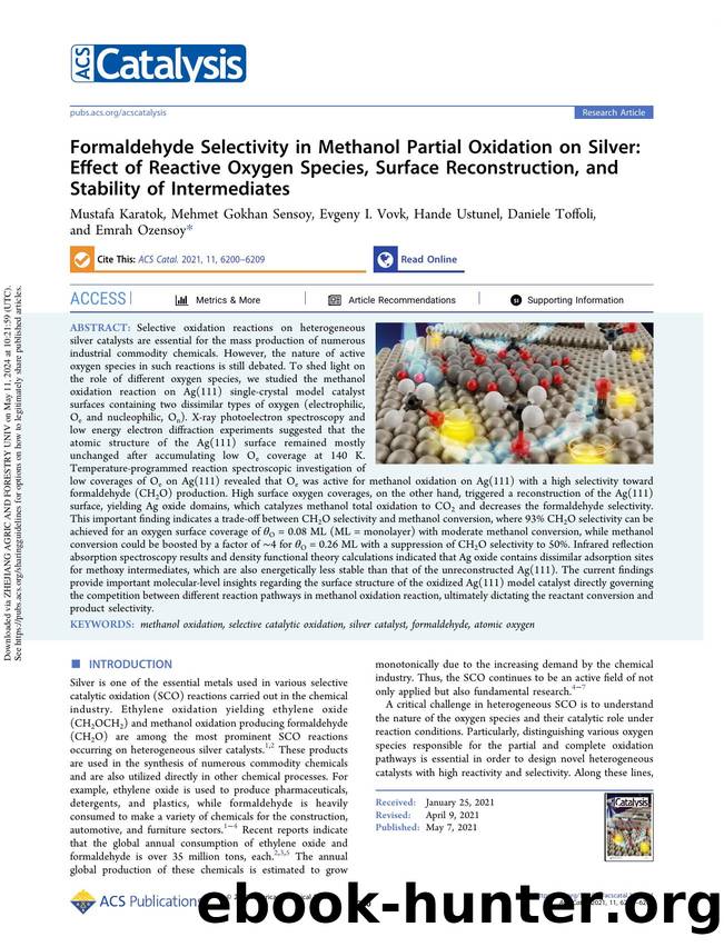 Formaldehyde Selectivity in Methanol Partial Oxidation on Silver: Effect of Reactive Oxygen Species, Surface Reconstruction, and Stability of Intermediates by unknow