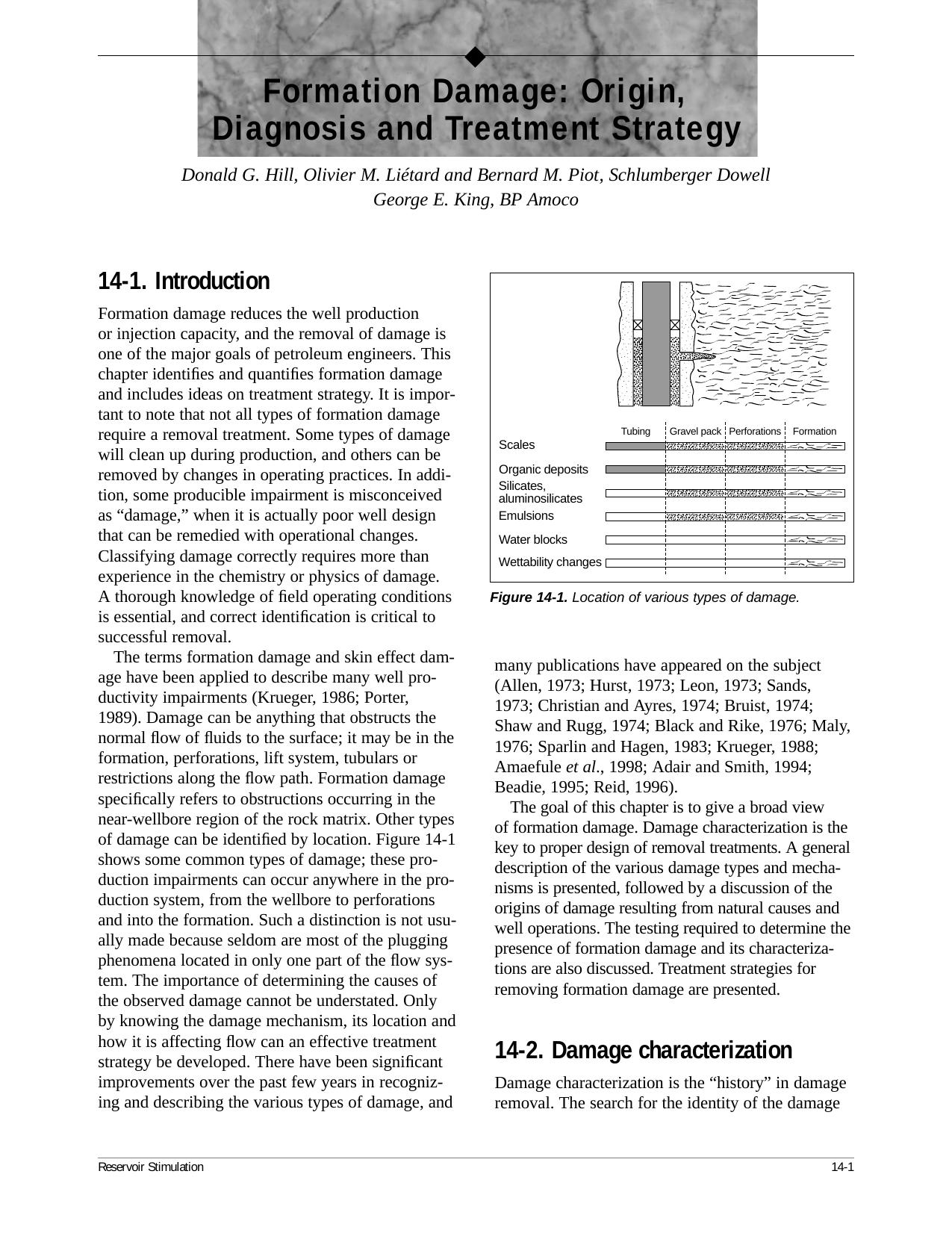 Formation Damage: Origin, Diagnosis and Treatment Strategy by Donald G. Hill Olivier M. Lietard Bernard M. Piot George E. King
