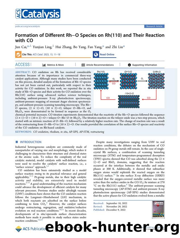 Formation of Different RhâO Species on Rh(110) and Their Reaction with CO by Jun Cai Yunjian Ling Hui Zhang Bo Yang Fan Yang and Zhi Liu