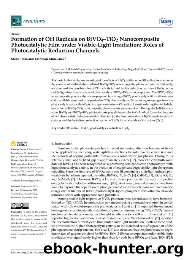 Formation of OH Radicals on BiVO4âTiO2 Nanocomposite Photocatalytic Film under Visible-Light Irradiation: Roles of Photocatalytic Reduction Channels by Shizu Terao & Yoshinori Murakami