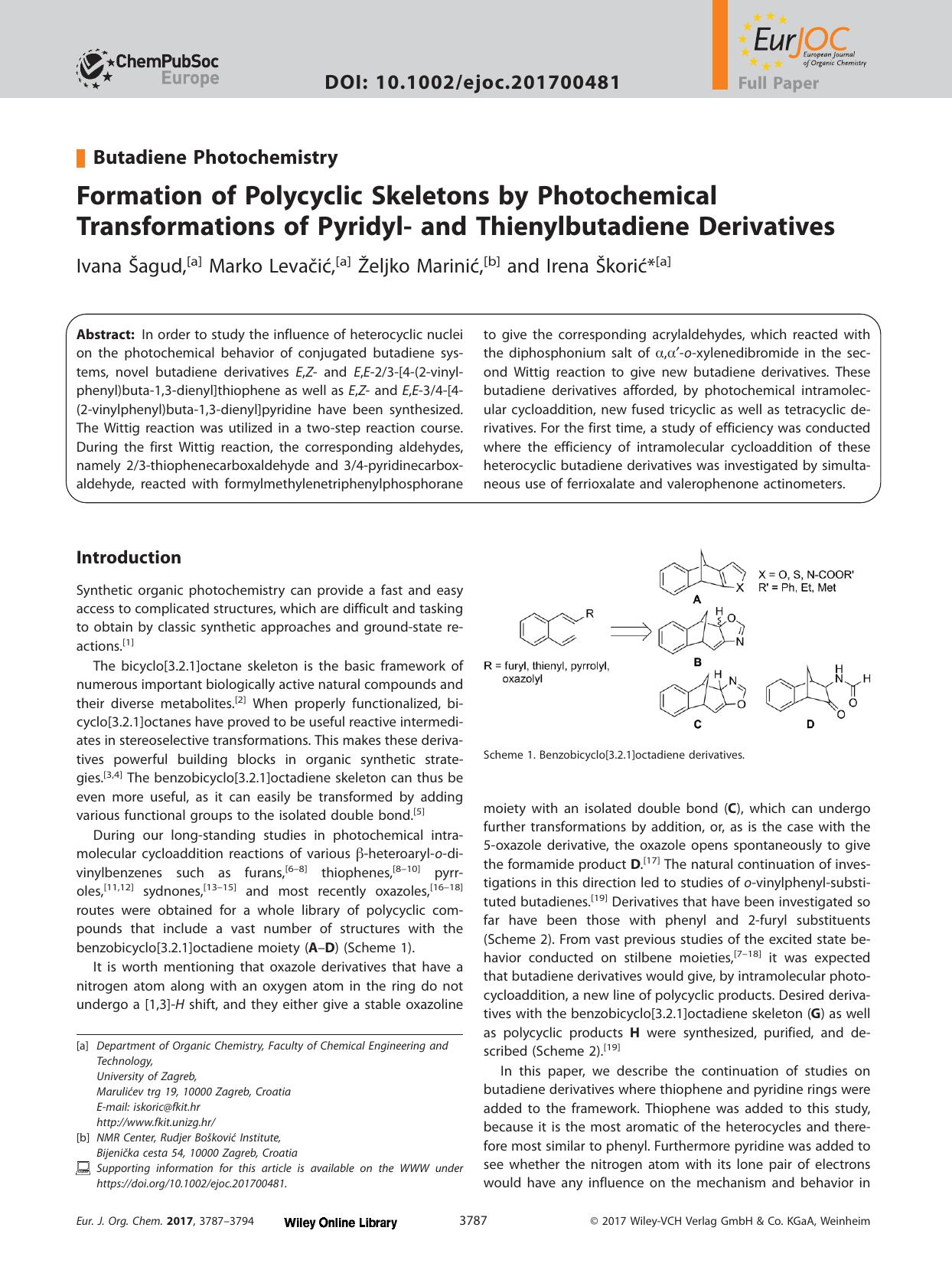 Formation of Polycyclic Skeletons by Photochemical Transformations of Pyridyl‐ and Thienylbutadiene Derivatives by Unknown
