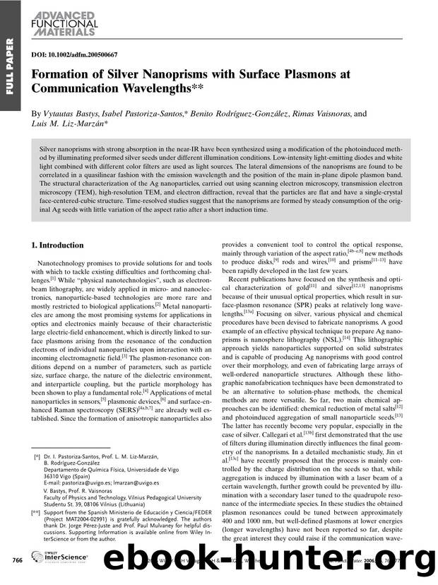 Formation of Silver Nanoprisms with Surface Plasmons at Communication Wavelengths by Unknown