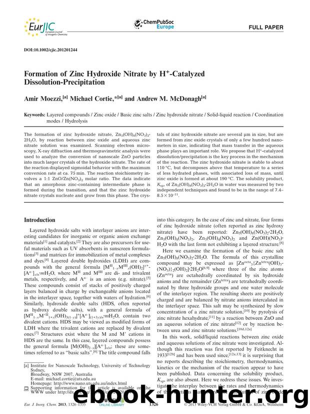 Formation of Zinc Hydroxide Nitrate by H+Catalyzed DissolutionPrecipitation by Unknown
