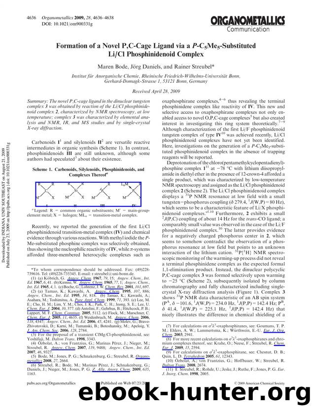 Formation of a Novel P,C-Cage Ligand via a P-C5Me5-Substituted LiCl Phosphinidenoid Complex by Maren Bode Jörg Daniels & Rainer Streubel*