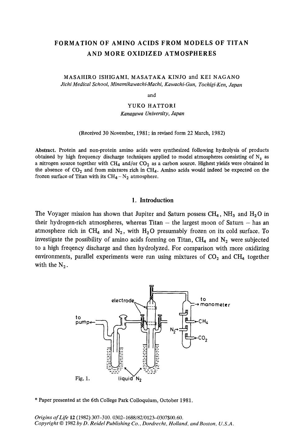 Formation of amino acids from models of Titan and more oxidized atmospheres by Unknown