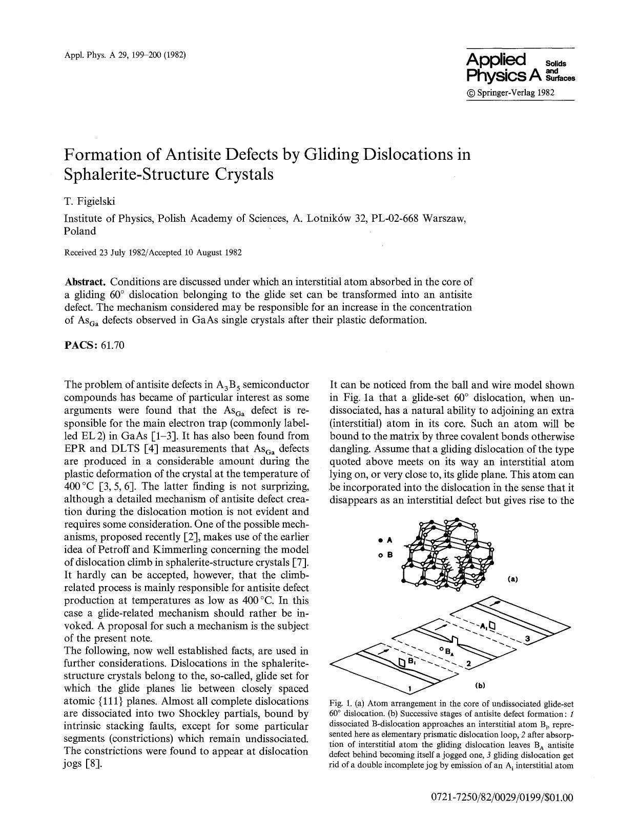Formation of antisite defects by gliding dislocations in sphalerite-structure crystals by Unknown