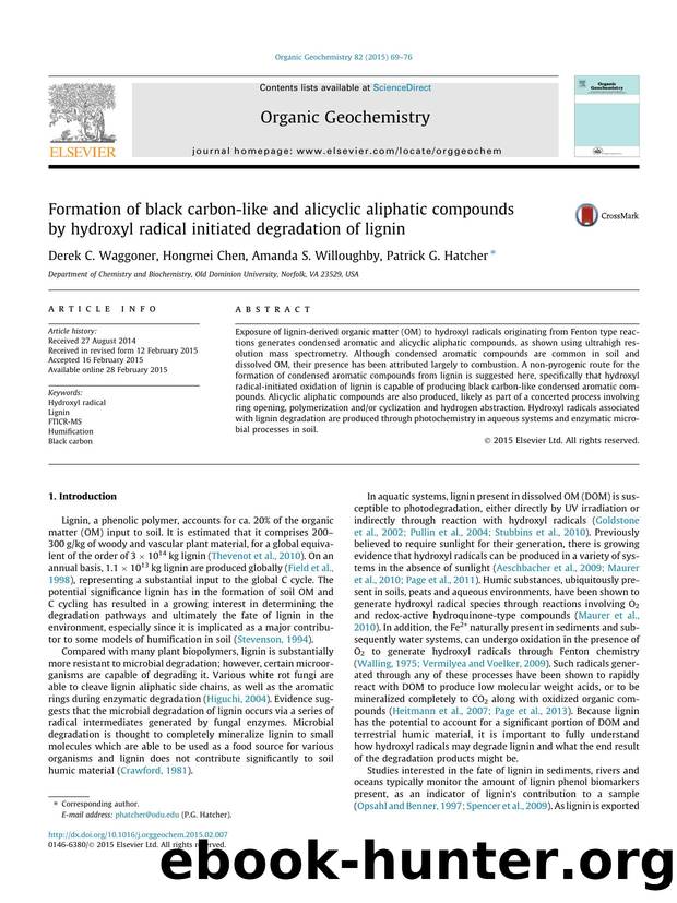 Formation of black carbon-like and alicyclic aliphatic compounds by hydroxyl radical initiated degradation of lignin by Derek C. Waggoner & Hongmei Chen & Amanda S. Willoughby & Patrick G. Hatcher