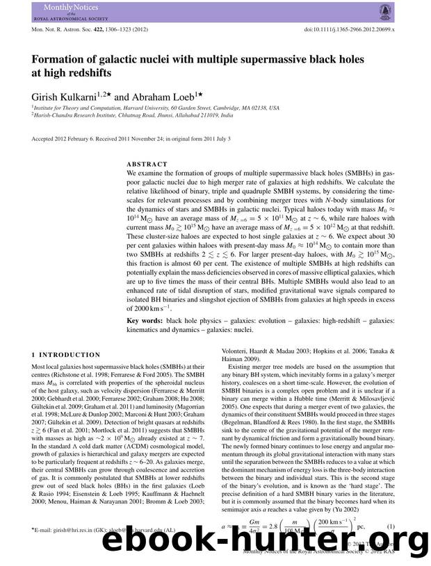 Formation of galactic nuclei with multiple supermassive black holes at high redshifts by Cambridge Journals