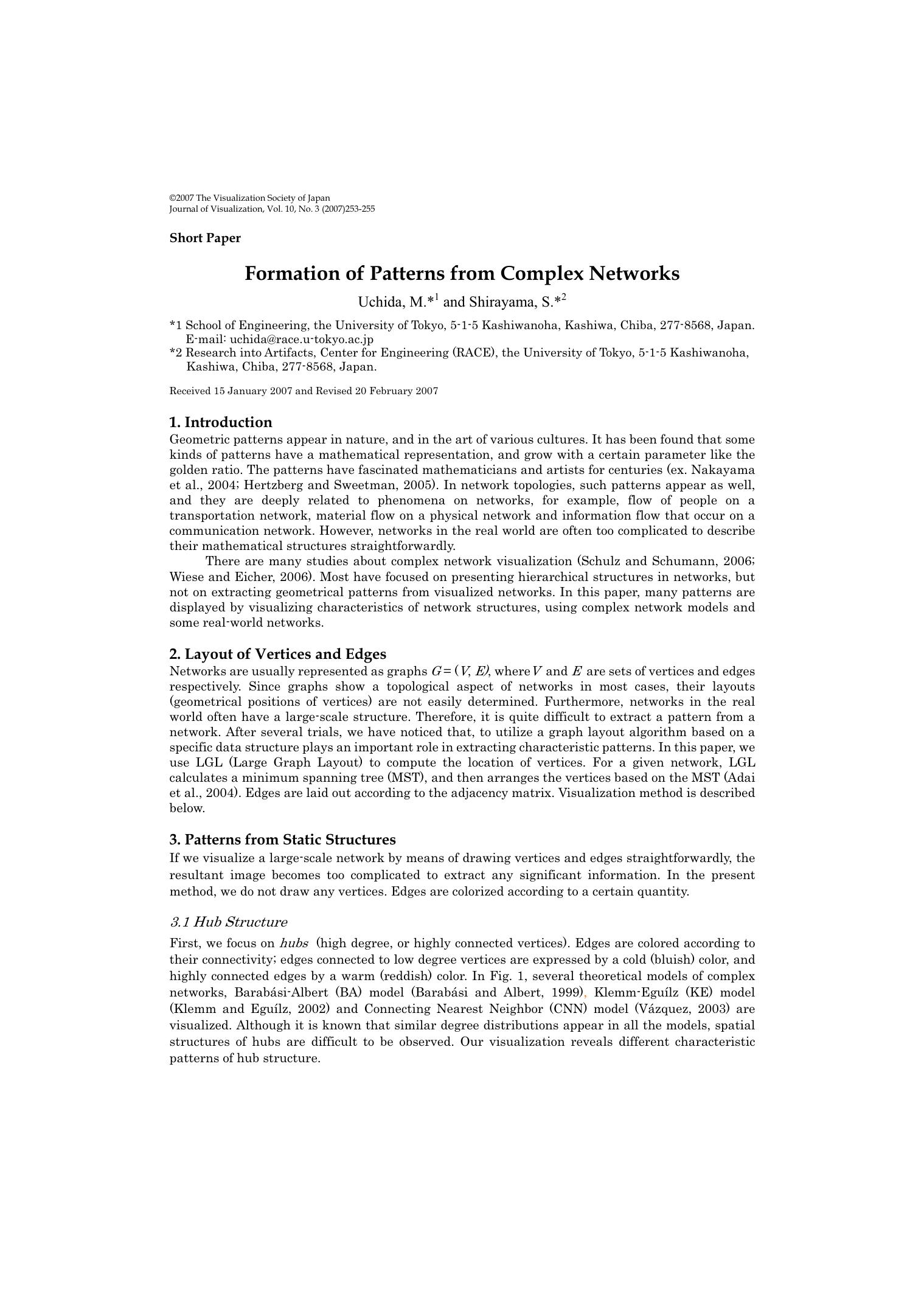 Formation of patterns from complex networks by Unknown