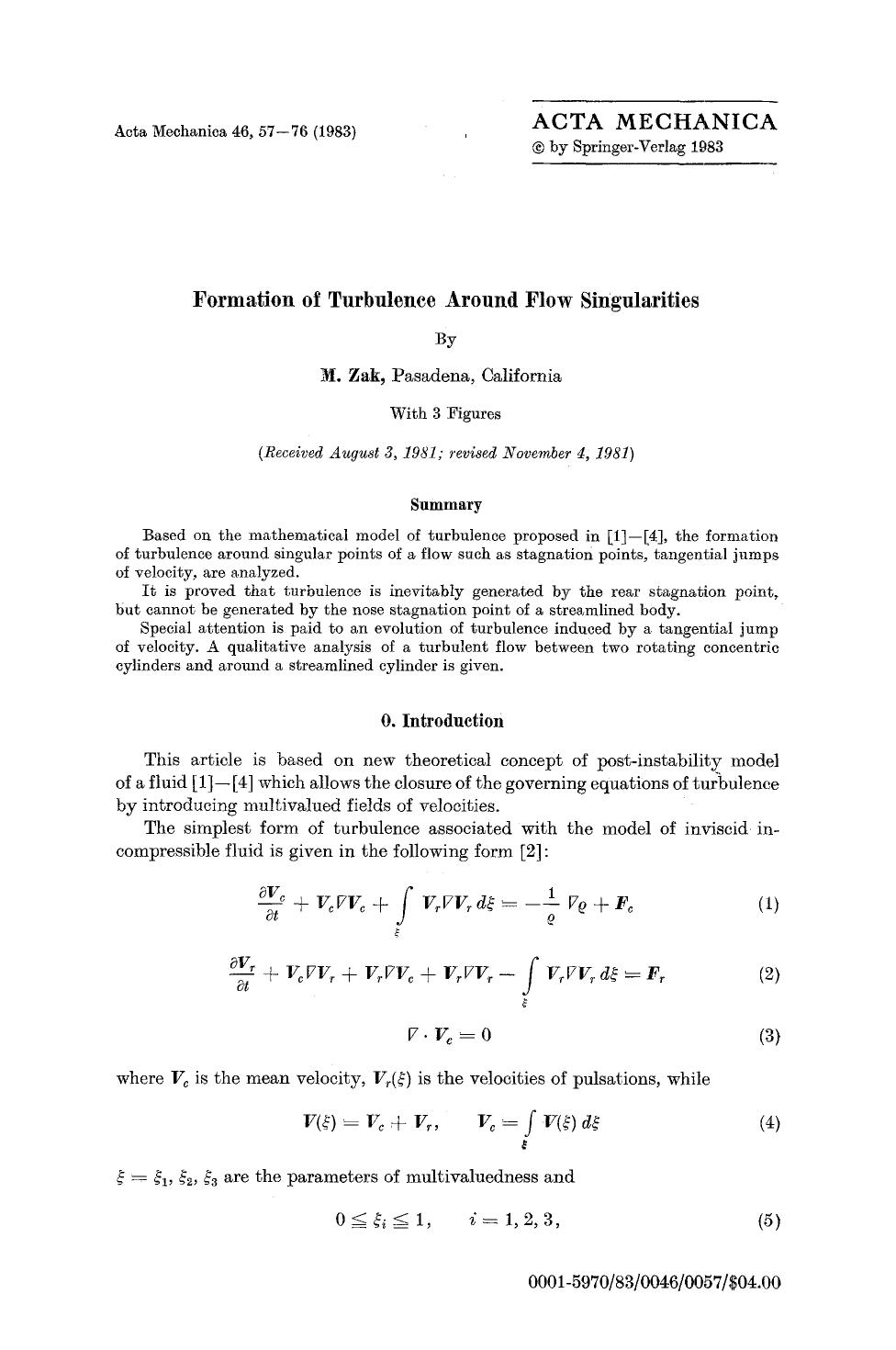 Formation of turbulence around flow singularities by Unknown