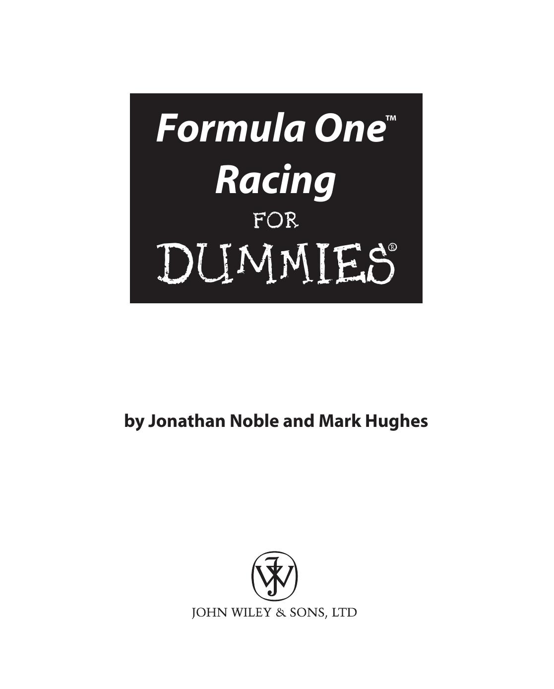 Formula One Racing for DUMmIES by Unknown