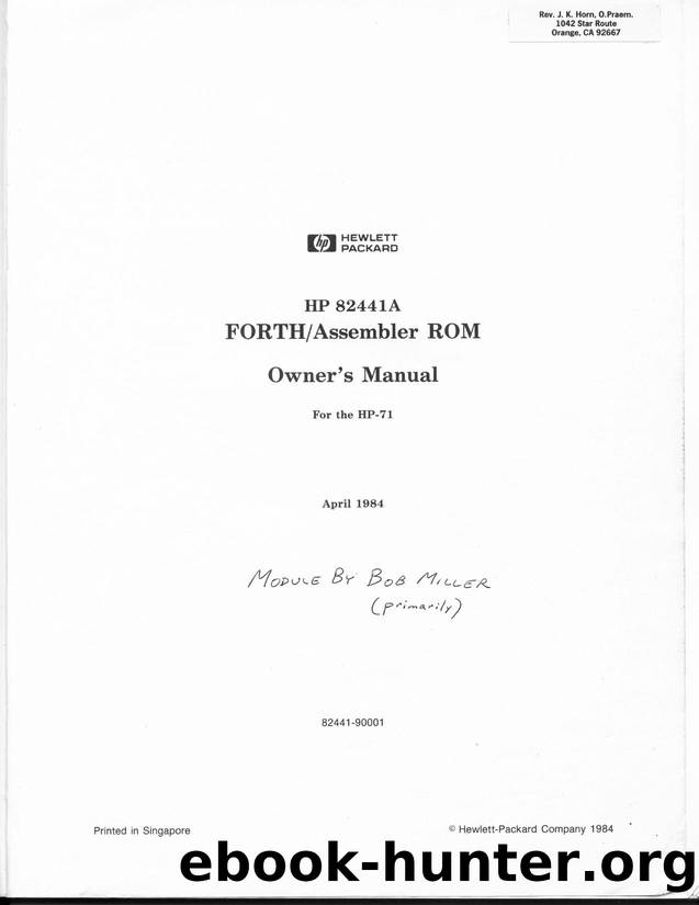 Forth manual annotations hp71 by Unknown
