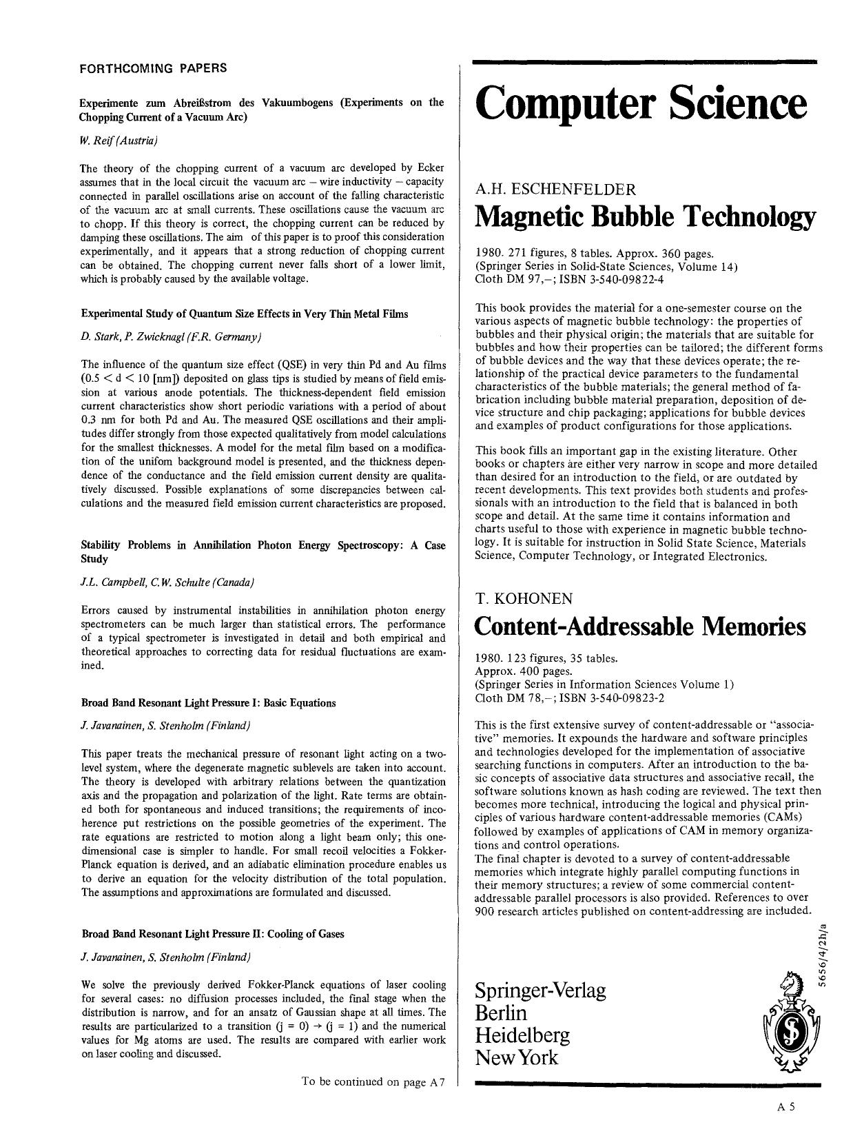 Forthcoming papers a by Unknown