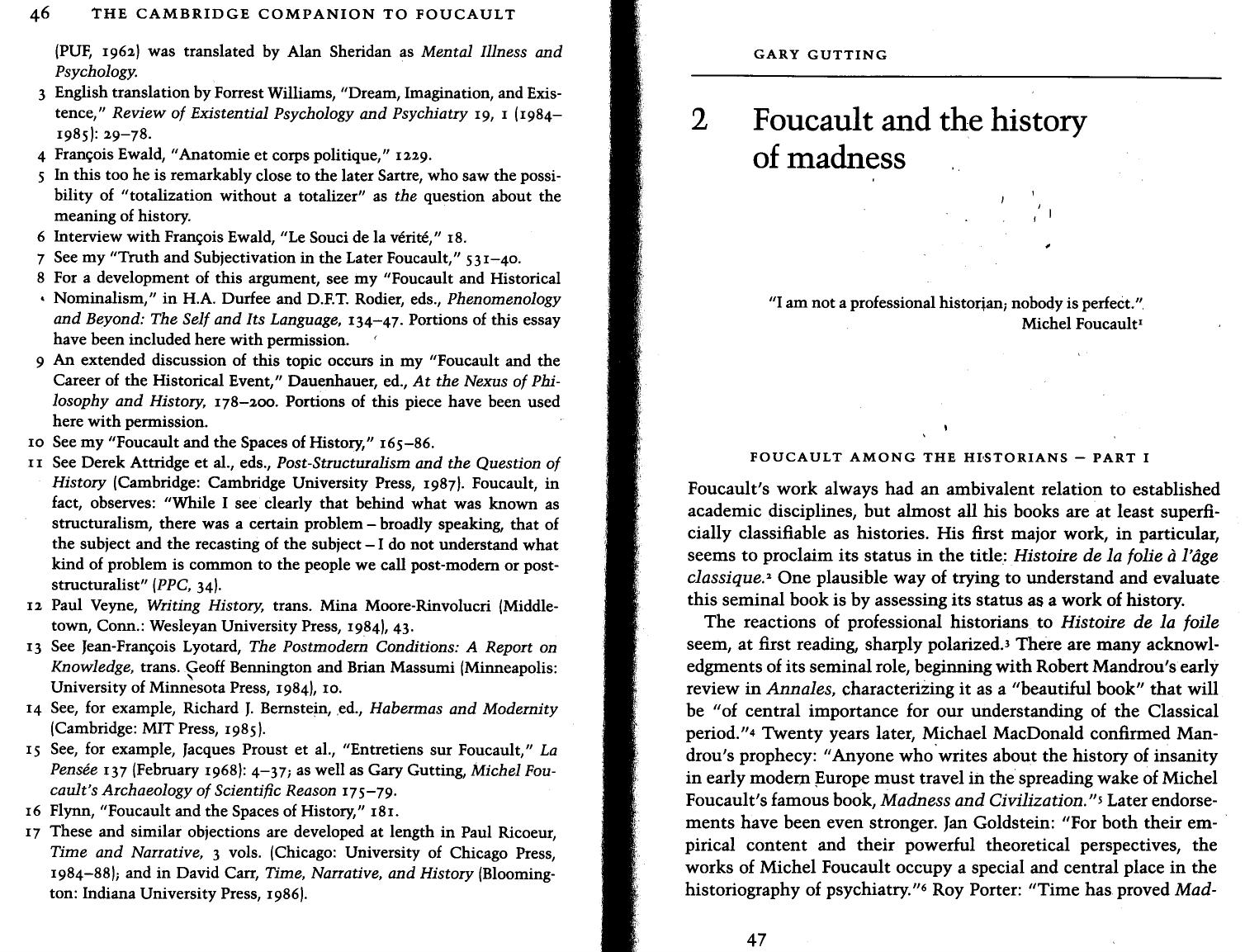 Foucault and the History of Madness by Gary Gutting