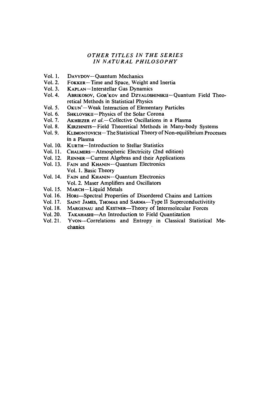 Foundations of Classical and Quantum Statistical Mechanics by R. Jancel and D. ter Haar (Auth.)