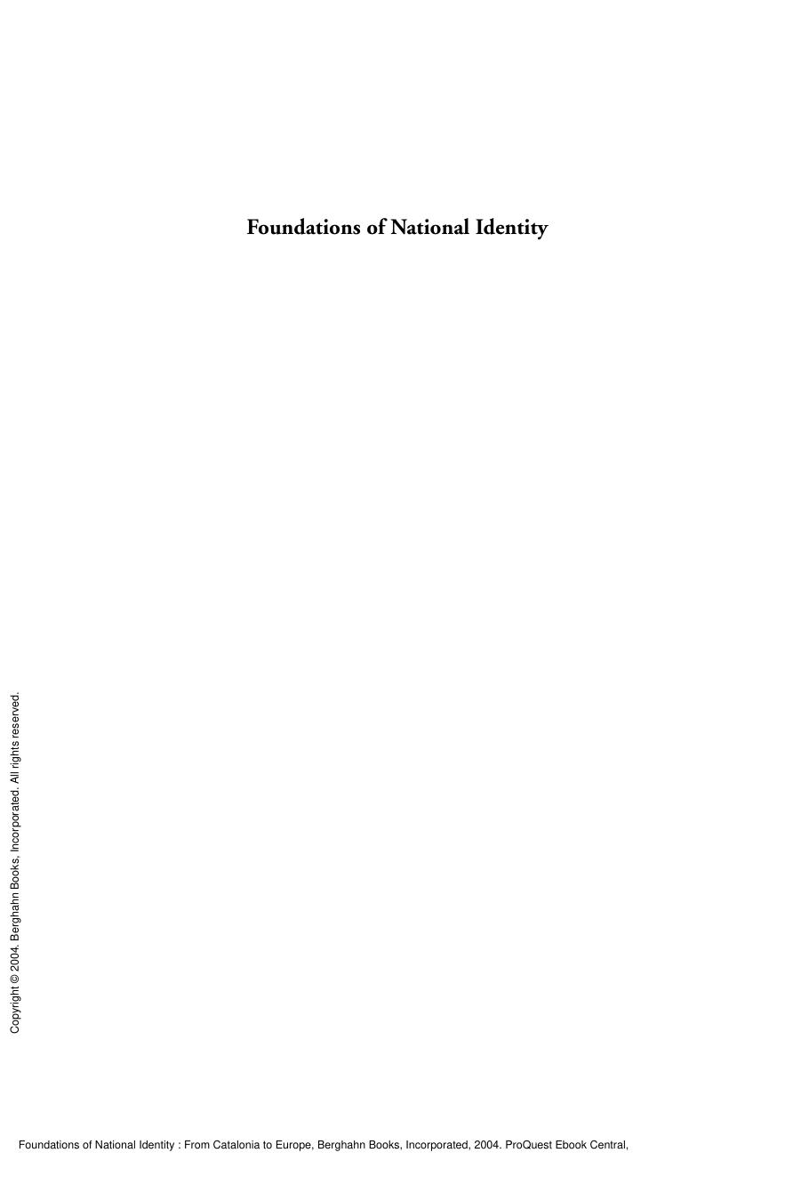 Foundations of National Identity : From Catalonia to Europe by Josep R. Llobera