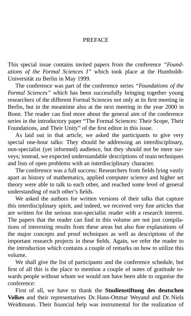 Foundations of the formal sciences 1: the history of the concept of the formal sciences by Löwe Benedikt; Peckhaus Volker; Räsch Thoralf (eds.)
