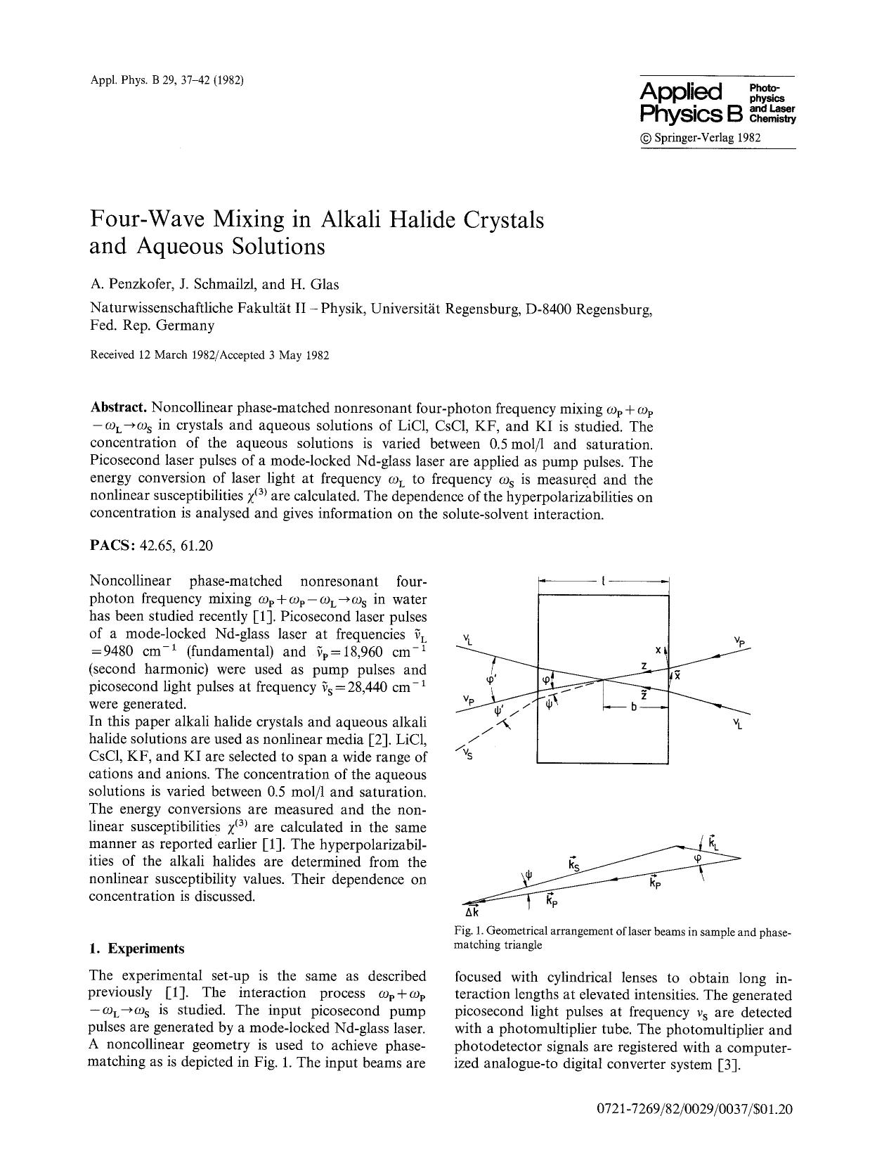 Four-wave mixing in alkali halide crystals and aqueous solutions by unknow