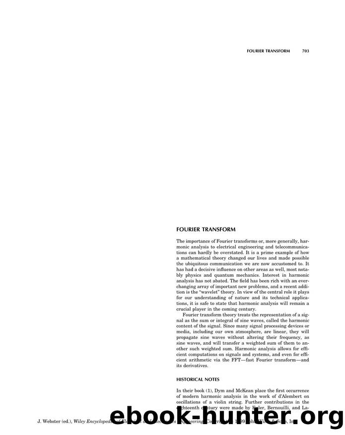 Fourier Transform". In: Wiley Encyclopedia of Electrical and Electronics Engineering by Unknown
