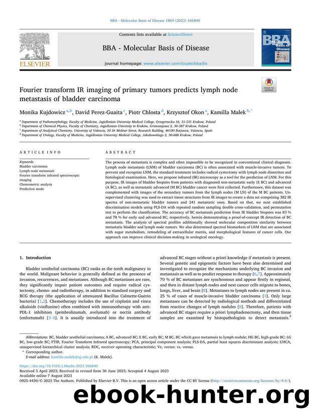 Fourier transform IR imaging of primary tumors predicts lymph node metastasis of bladder carcinoma by Monika Kujdowicz & David Perez-Guaita & Piotr Chlosta & Krzysztof Okon & Kamilla Malek
