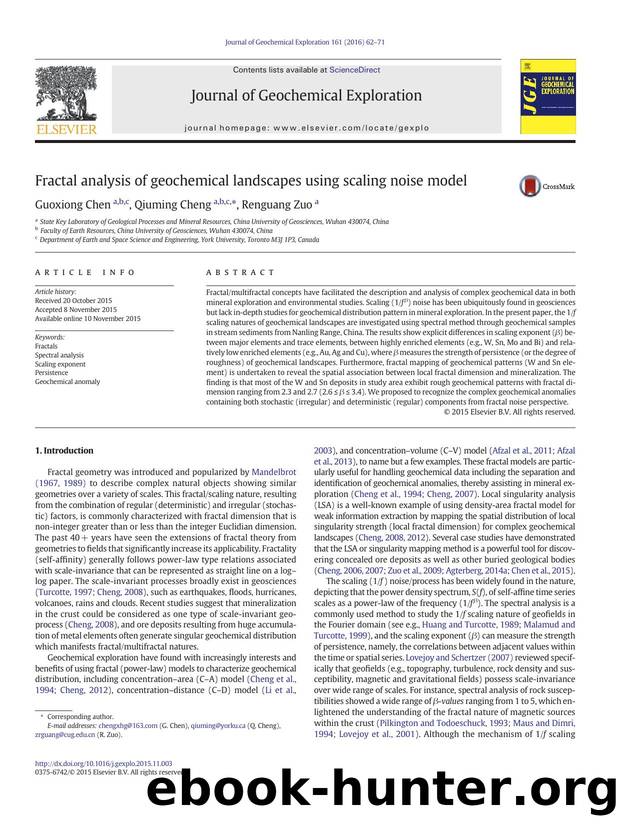 Fractal analysis of geochemical landscapes using scaling noise model by Guoxiong Chen & Qiuming Cheng & Renguang Zuo