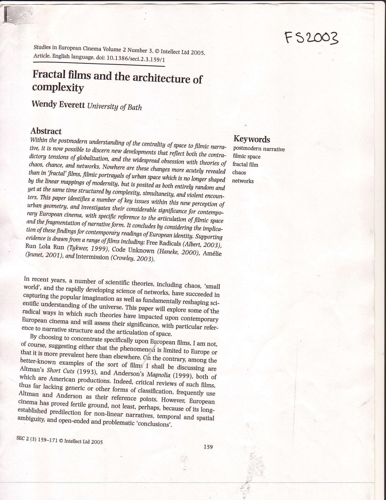 Fractal films and the architecture of complexity by Wendy Everett