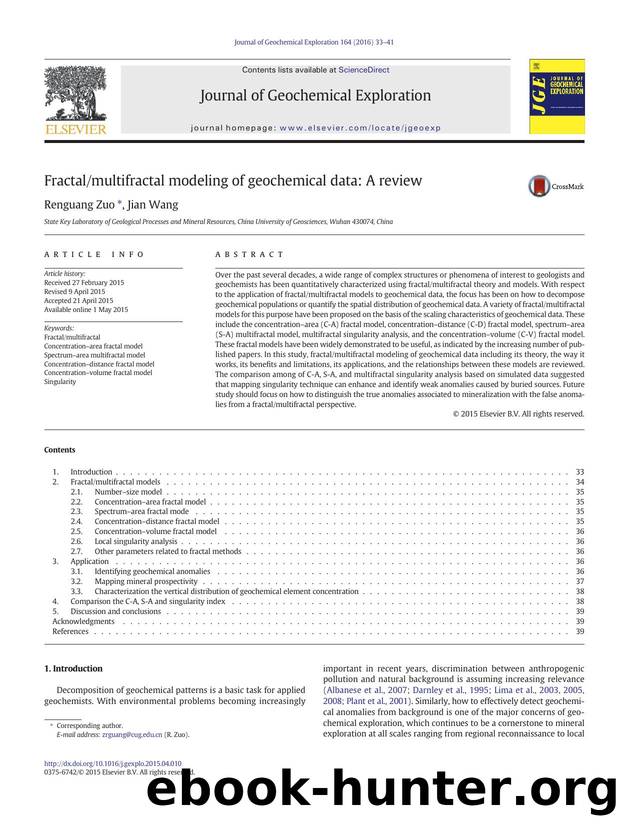 Fractalmultifractal modeling of geochemical data: A review by Renguang Zuo & Jian Wang