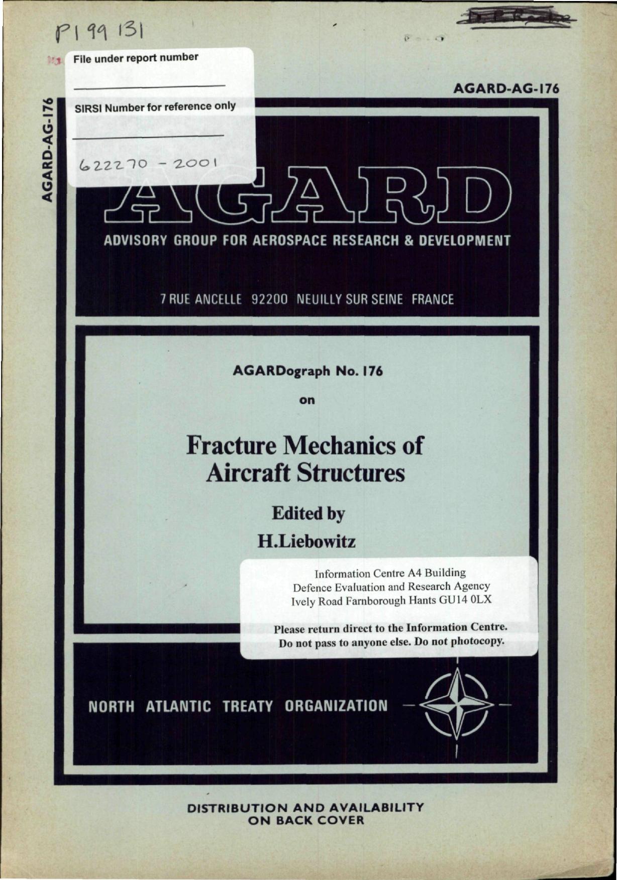 Fracture Mechanics of Aircraft Structures by Liebowitz H
