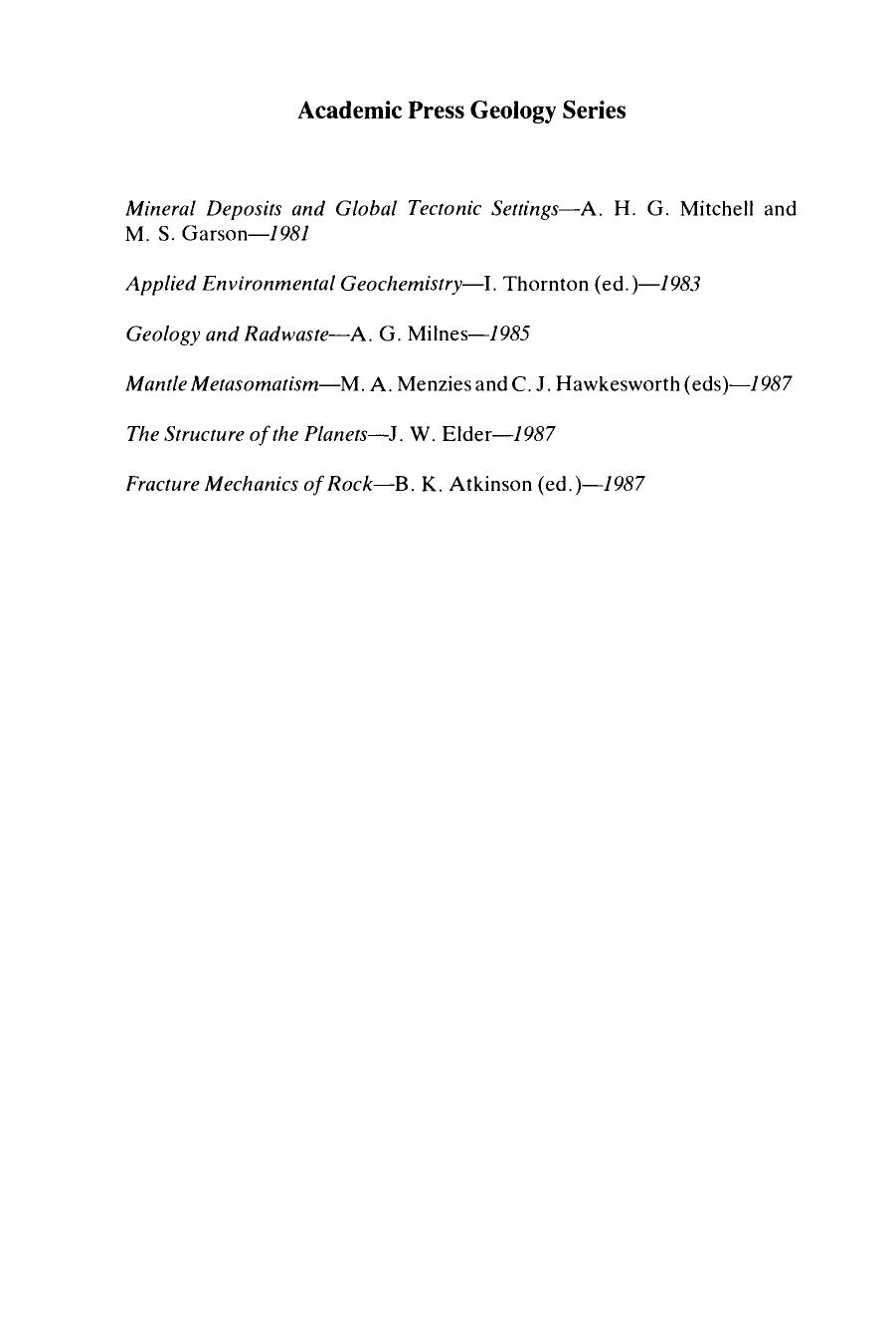 Fracture Mechanics of Rock by Barry Kean Atkinson (Eds.)
