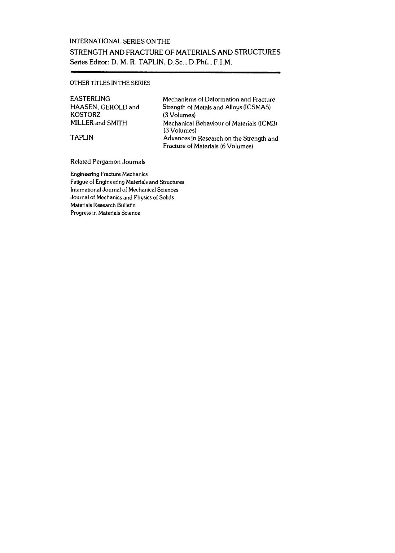 Fracture Mechanics. Current Status, Future Prospects by R. A. Smith (Eds.)