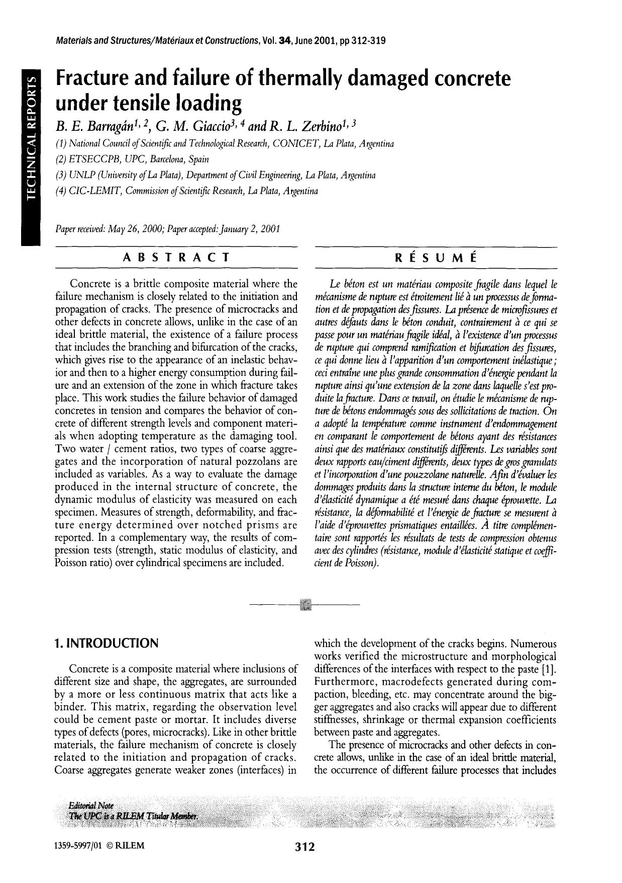 Fracture and failure of thermally damaged concrete under tensile loading by Unknown