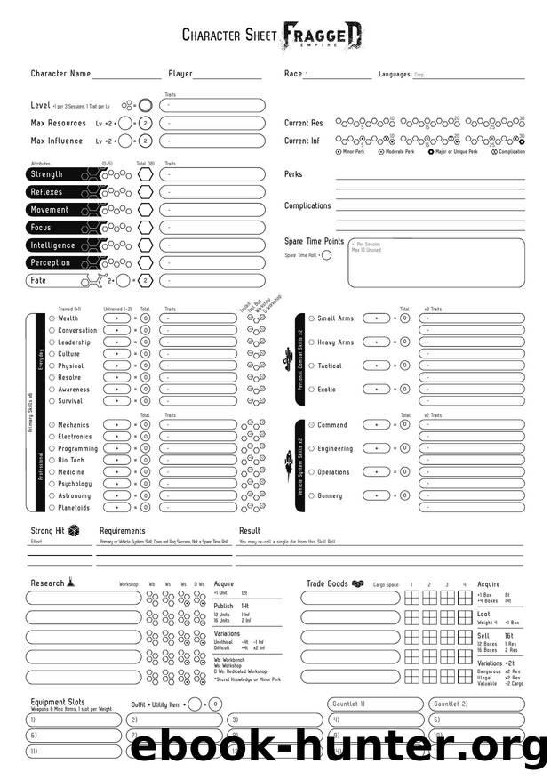 Fragged Empire - Character Sheets - Standard by Interactive