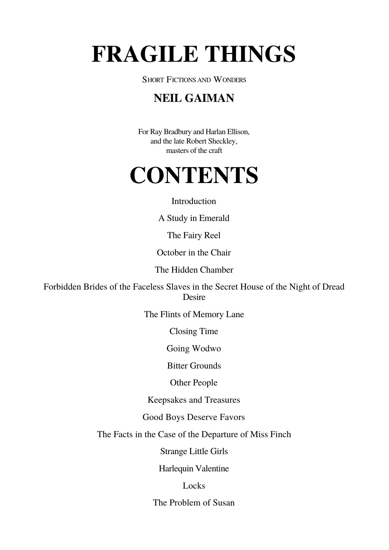 Fragile Things by Neil Gaiman