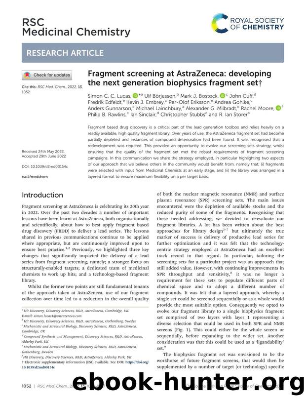 Fragment screening at AstraZeneca: developing the next generation biophysics fragment set by unknow
