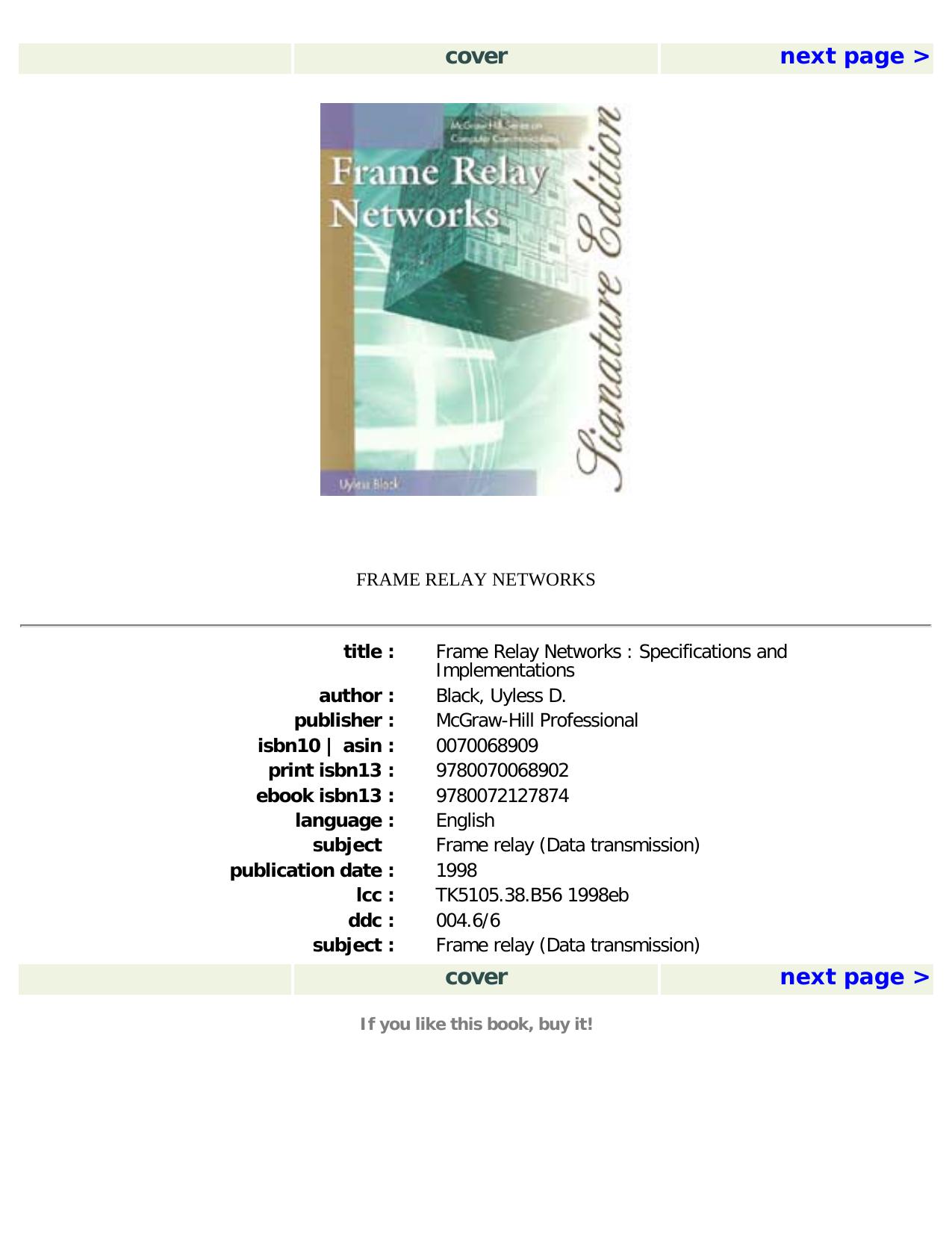 Frame Relay Networks [Signature ed.] by U. Black