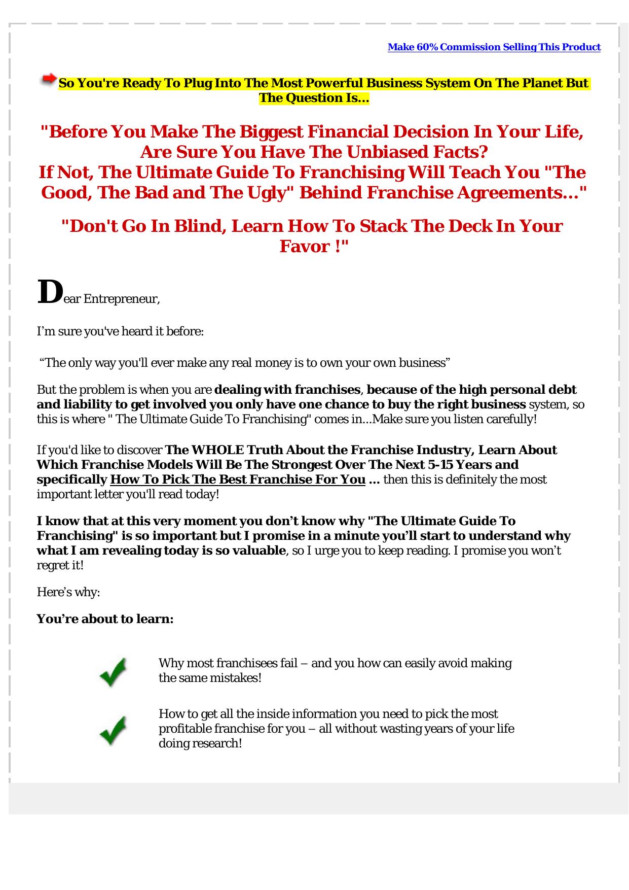 Franchises Uncovered- The Truth Behind The Franchising Industry. by Best of Kuszter's Collection