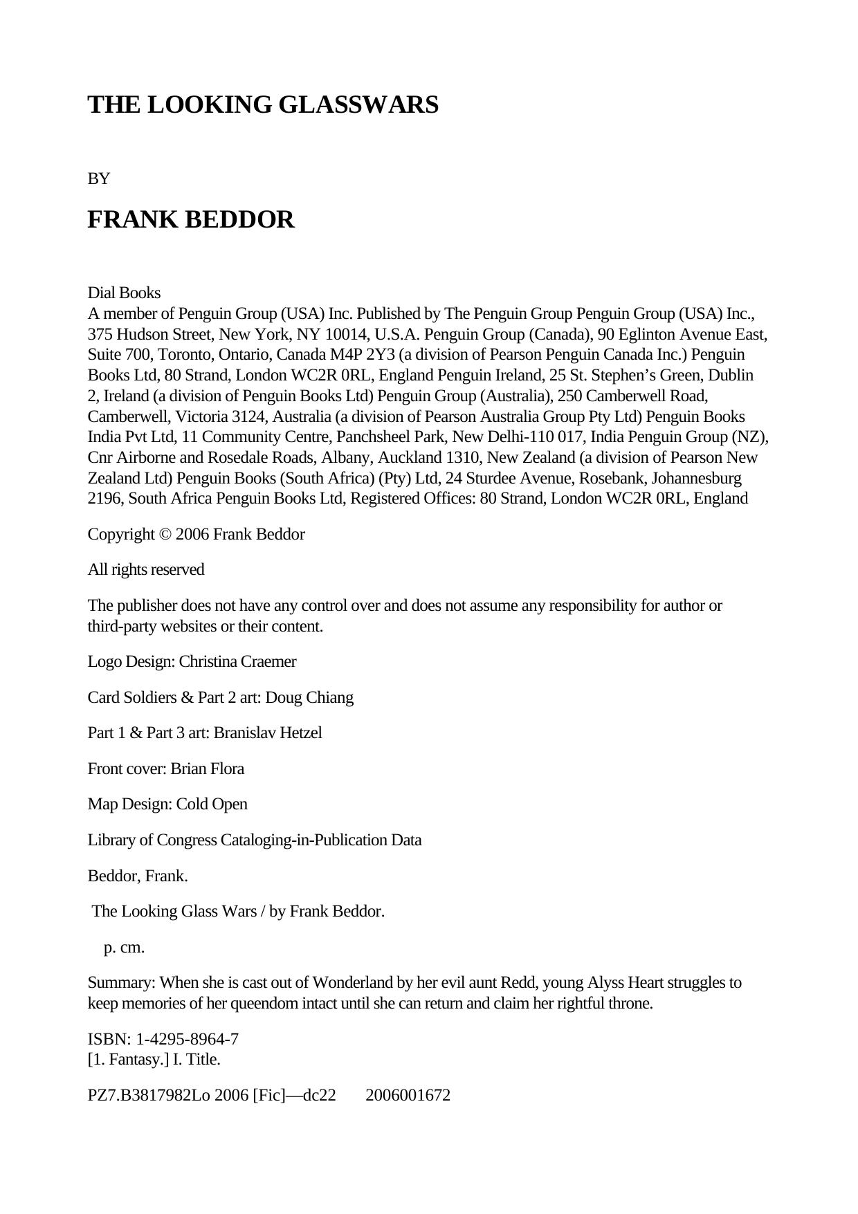 Frank Beddor The Looking Glass Wars by Unknown