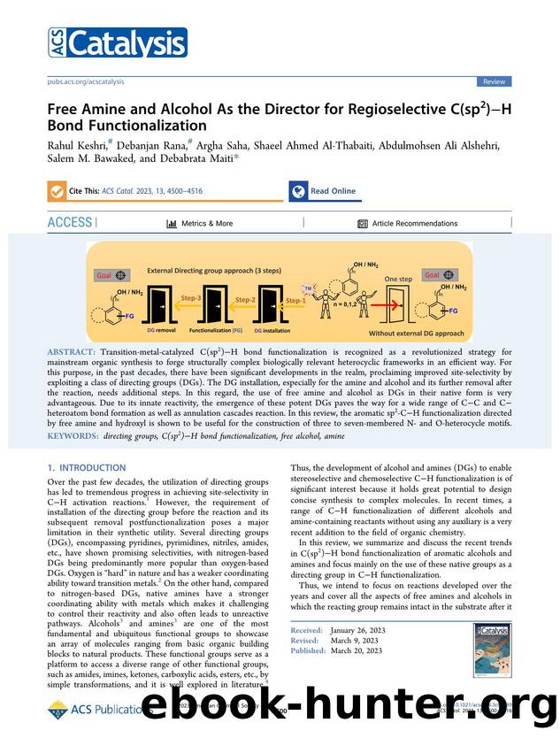 Free Amine and Alcohol As the Director for Regioselective C(sp2)âH Bond Functionalization by unknow