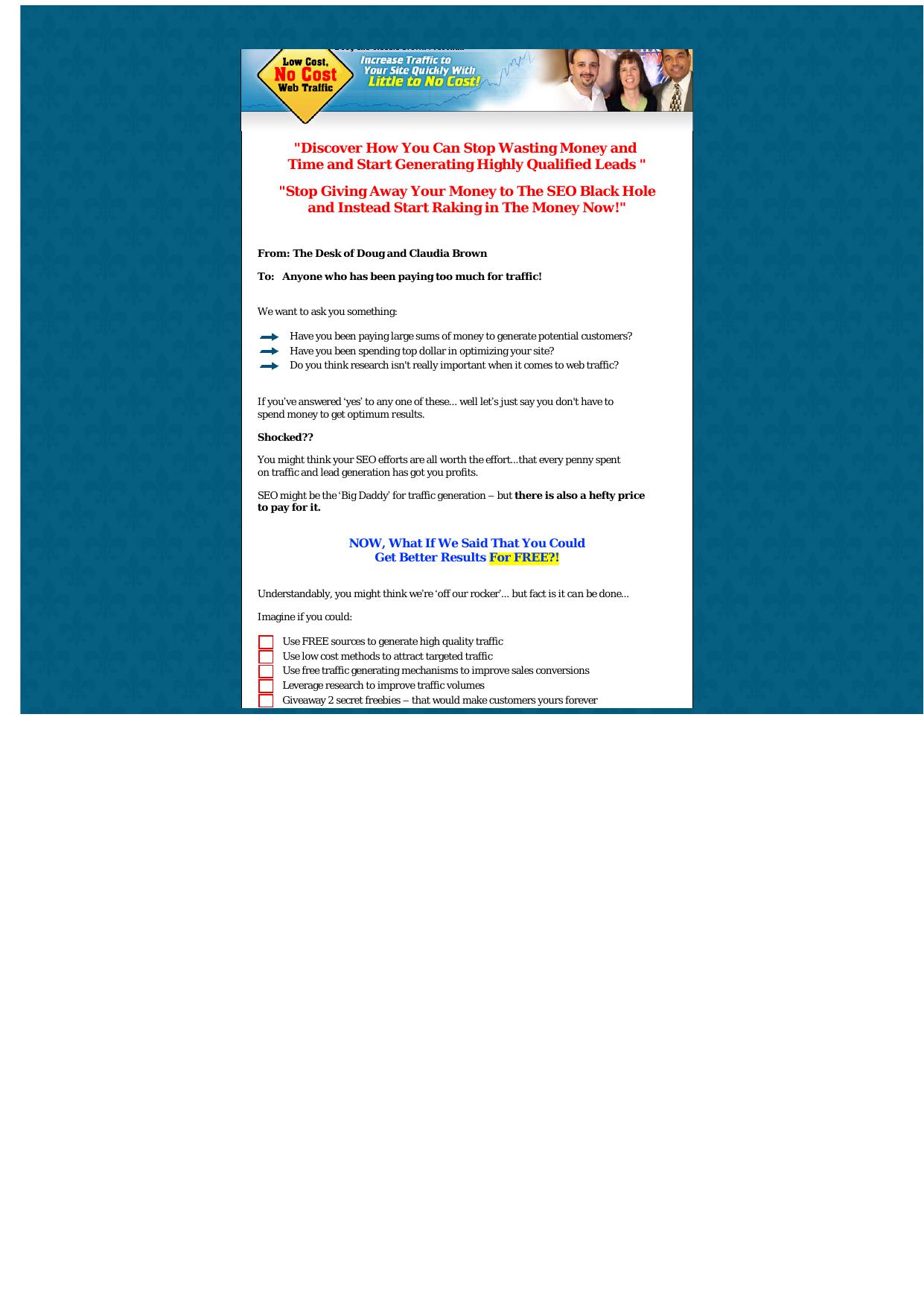 Free And Low Cost Web Traffic Formula. by Best of Kuszter's Collection