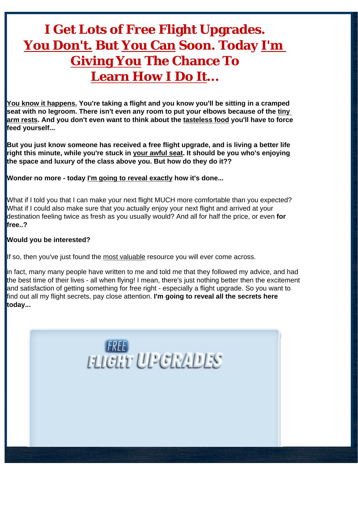 Free Flight Upgrades & Travel Guide. by Best of Kuszter's Collection