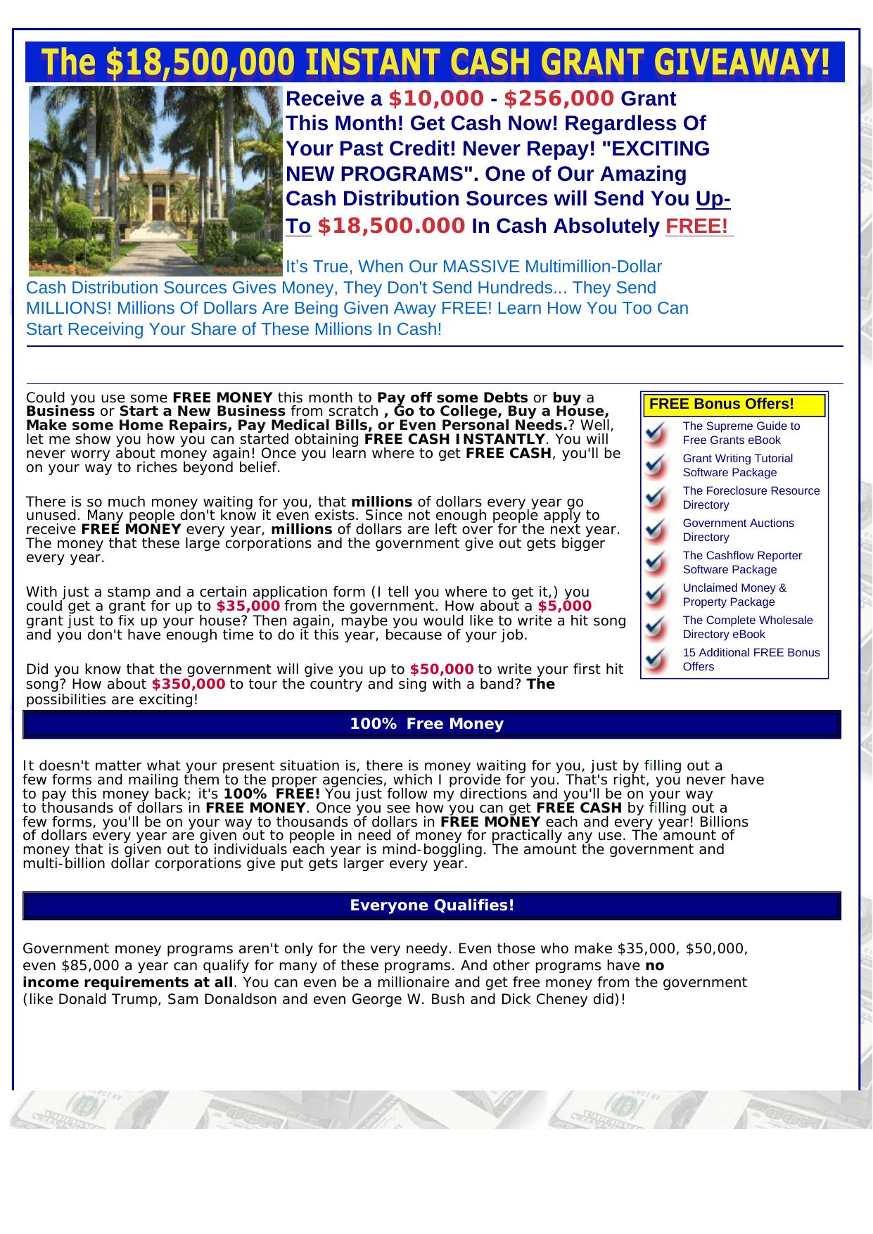 Free Government Grants And Loans. by Best of Kuszter's Collection