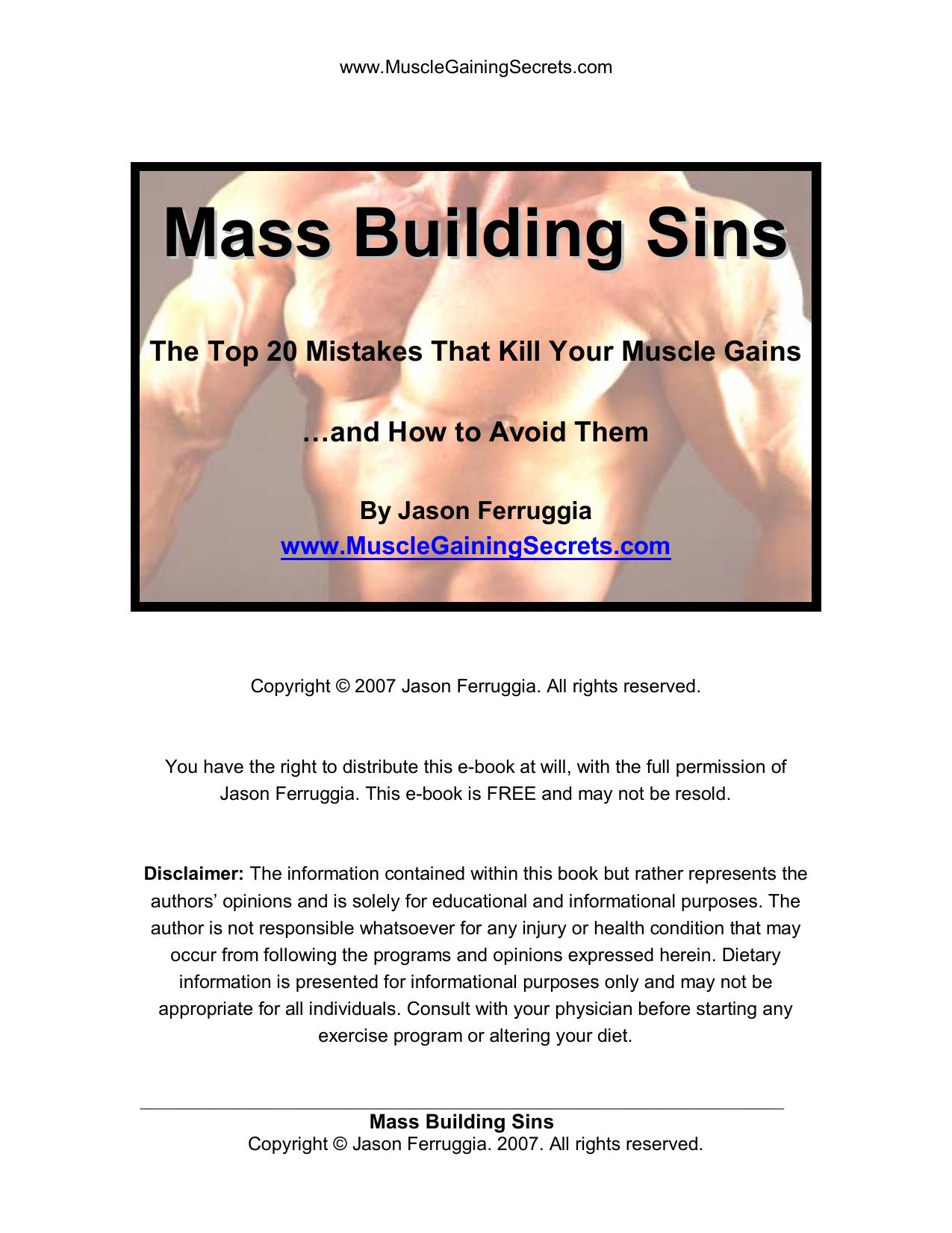 Free Mass Building Mistakes Report by Jason Ferruggia