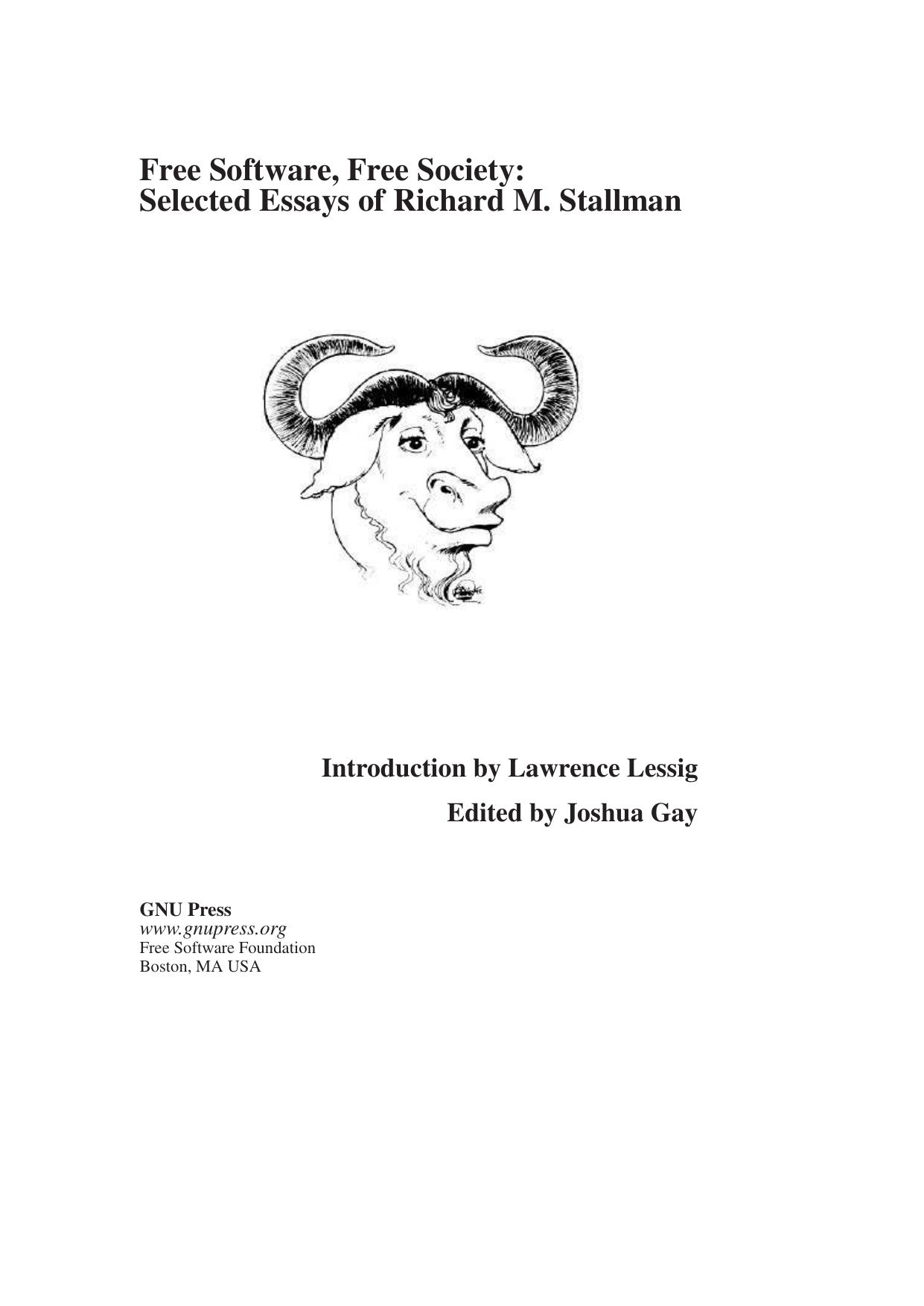 Free Software, Free Society by Richard M. Stallman